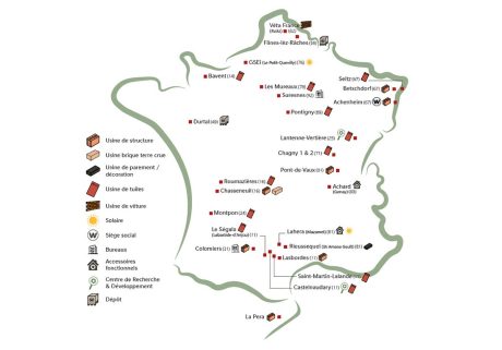 Map of the implantation in France