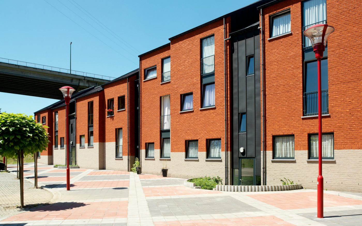 Maisons individuelles mitoyennes à Ougree avec la brique Basia Rouge espagnol