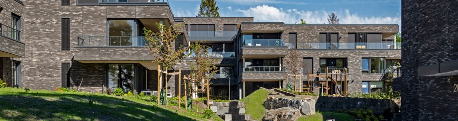 Logement collectif Veritas Have  à Asker Norvège avec la brique de parement Terca Linnaeus Noir Graphite