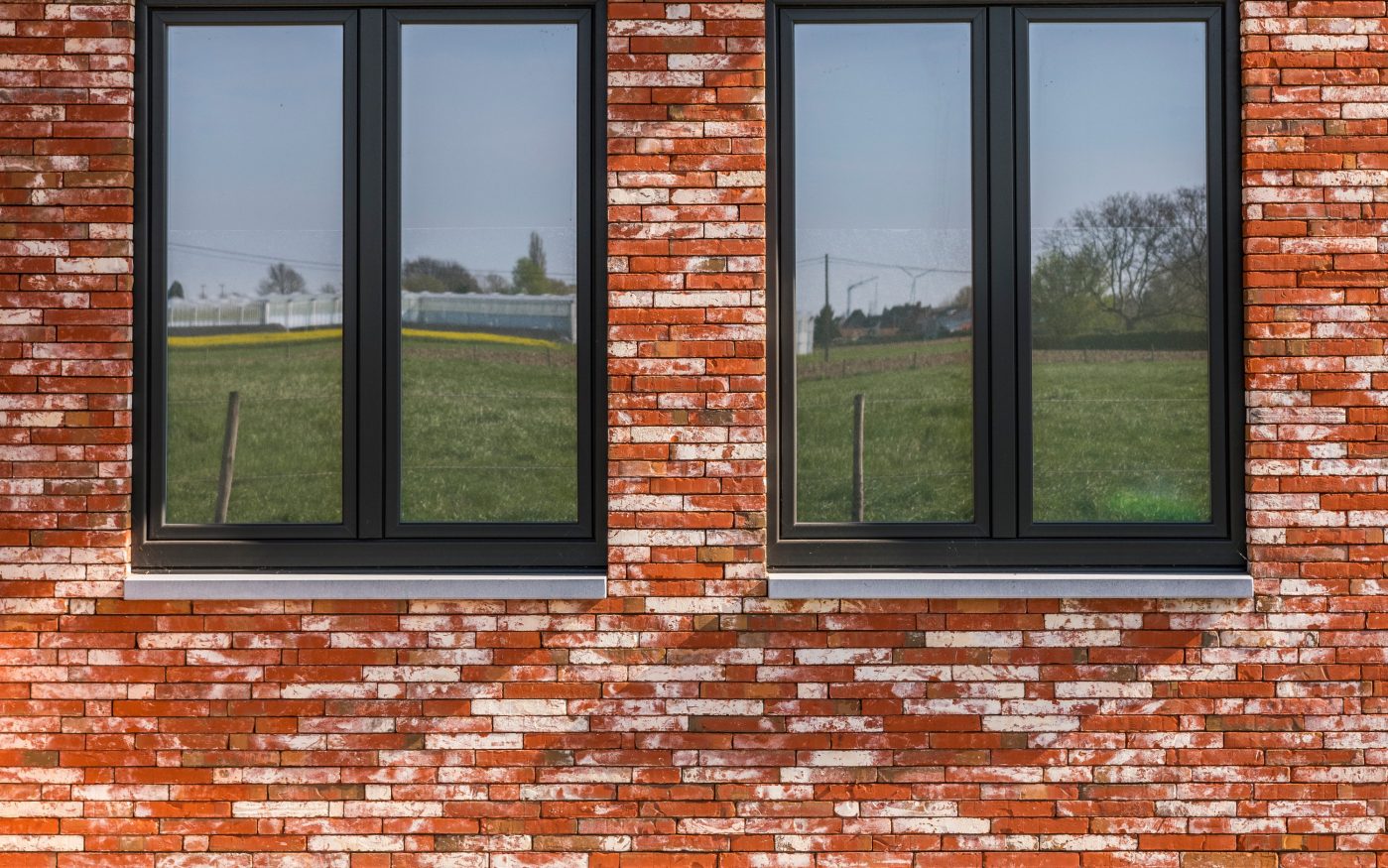 Photo d'une nouvelle construction à Melsele en Belgique avec Métropolis Rouge Atrium Eco-brick