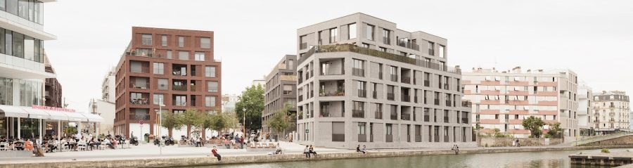 Logements collectifs rue Danton à Pantin avec les briques Terca Agora Gris titane, Gris argent et Blauw-rood genuanceerd
