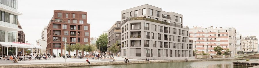 Logements collectifs rue Danton à Pantin avec les briques Terca Agora Gris titane, Gris argent et Blauw-rood genuanceerd