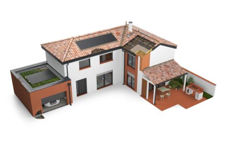 Maison sud solaire integré en 3D