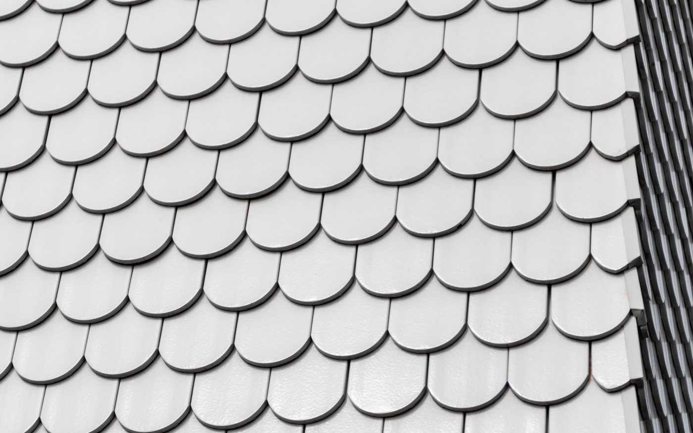 Tuile koramic plate blanche écaille 18x38