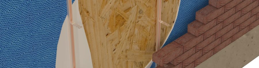 COBrique - pose de briques terre cuite en mur double sur construction bois