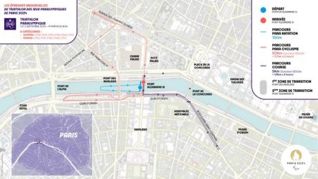Parcours de l'épreuve de Para Triathlon de Jules Ribstein le 1er Septembre 20204 aux Jeux Paralympiques de Paris 2024
