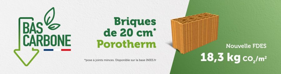 Bandeau FDES bas-carbone 18,3 kg co2/eq/m2  porotherm