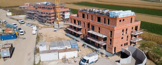 Immeuble en maçonnerie roulée. Résidence la Clef des Champs, Route de Strasbourg  67087 ACHENHEIM. Brique Porotherm CITIbric, Brique à Bancher.