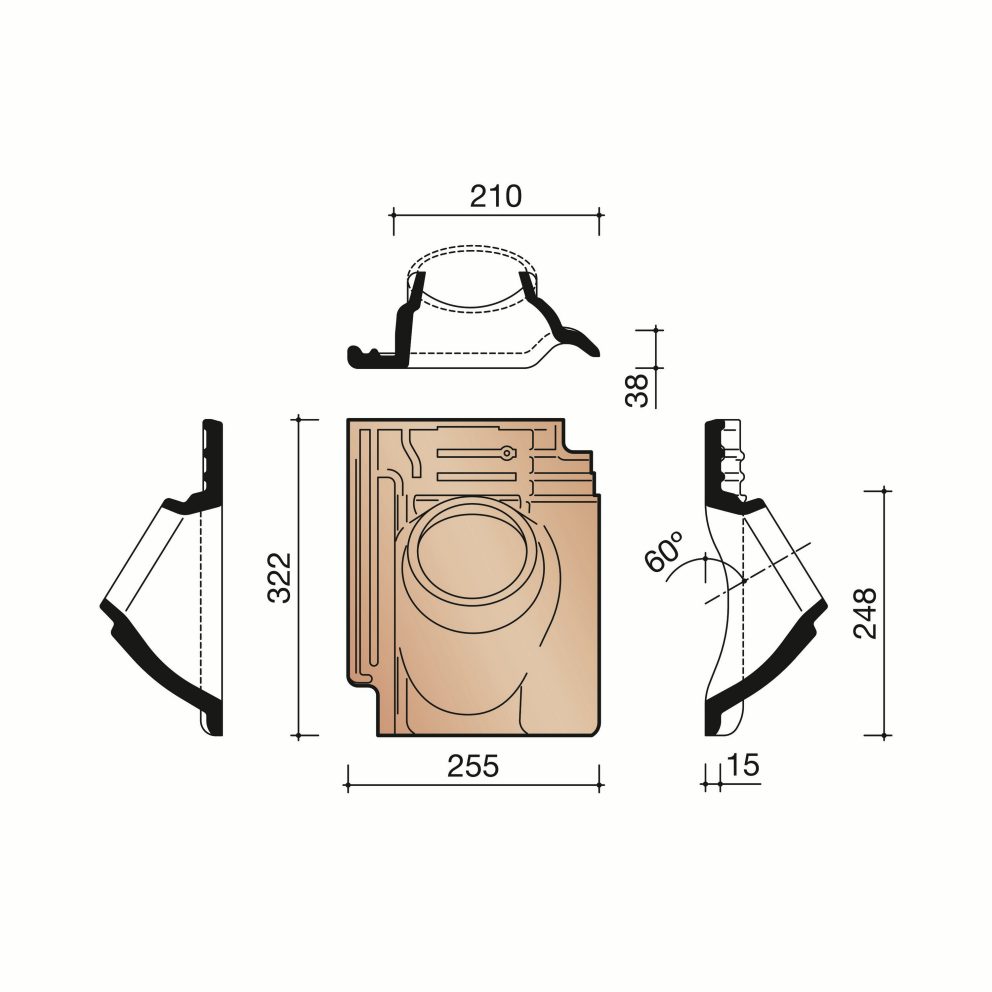 Technical drawing of the Tuile du nord 993 kokerpan