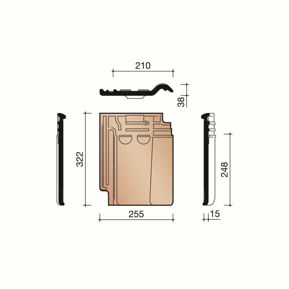 Technical drawing of the Tuile du nord 993 dakpan