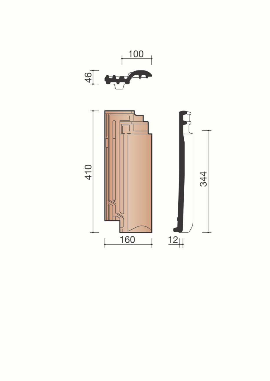 Accessoire terre cuite de tuile Panne. BPAN8010. 