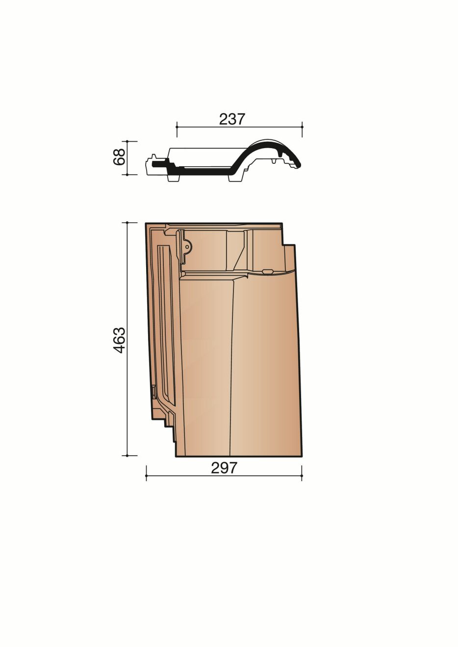 Accessoire terre cuite de tuile Romane 1.2. BR128100. 