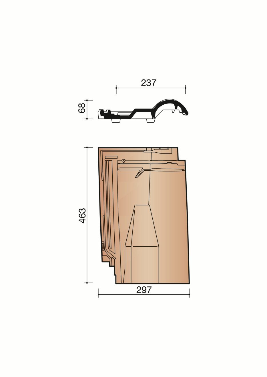 Accessoire terre cuite de tuile Romane 1.2. BR128640. 