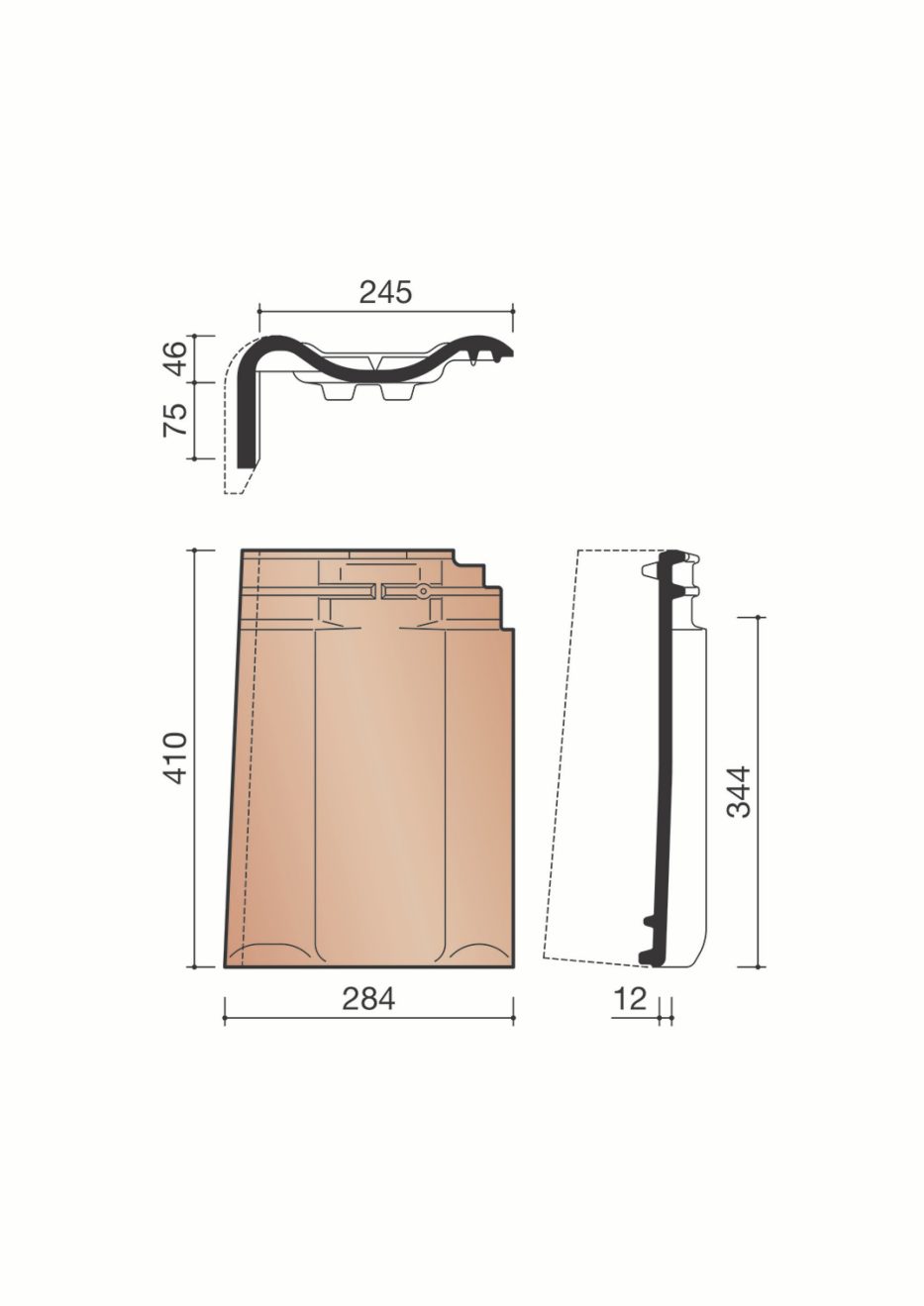 Accessoire terre cuite de tuile Panne. BPAN7080. 