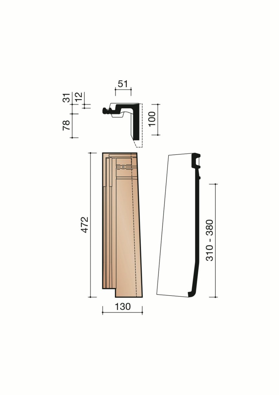 Accessoire terre cuite de tuile Actua. MACT7030. 