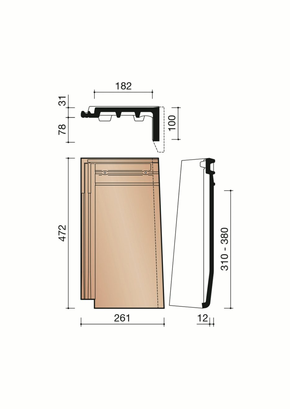 Accessoire terre cuite de tuile Actua. MACT7090. 