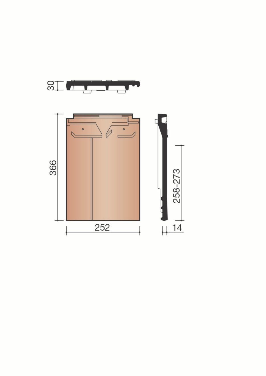 Accessoire terre cuite de tuile Vauban 2 Droite. MVBD8070.