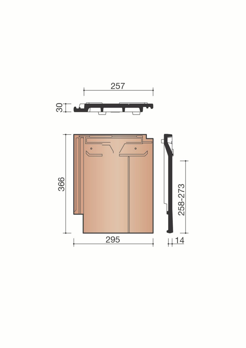 Accessoire terre cuite de tuile Vauban 2 Droite. MVBD8080.