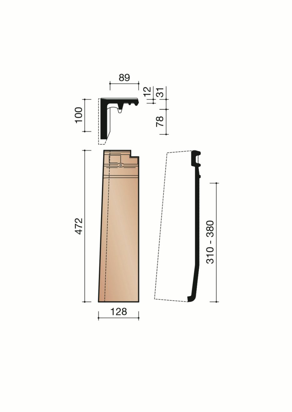 Accessoire terre cuite de tuile Actua. MACT7020. 