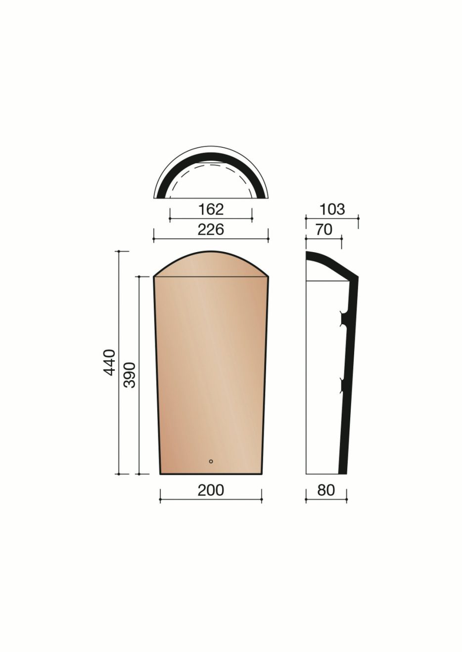 Accessoire terre cuite de tuile. M0001560. 