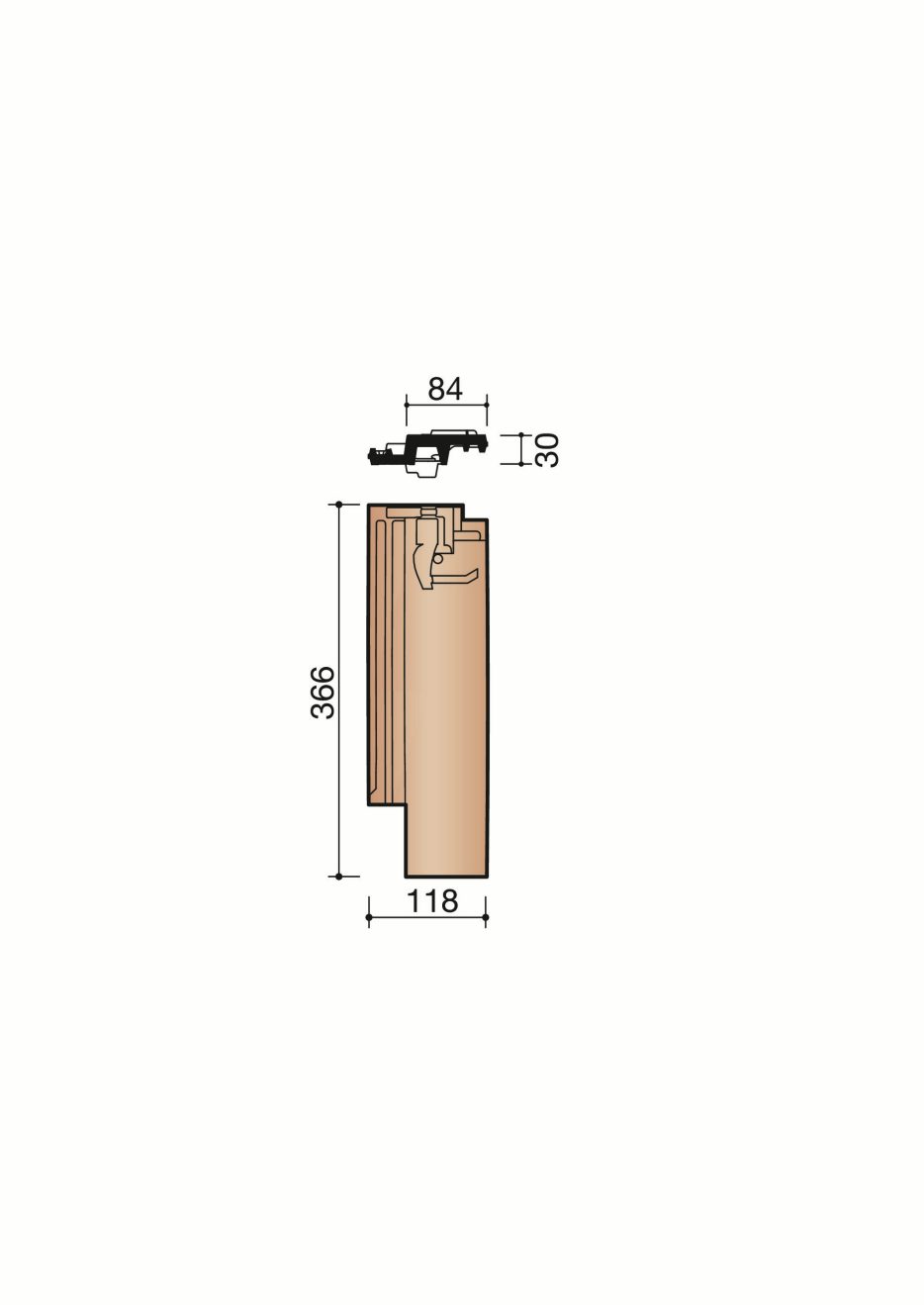 Accessoire terre cuite de tuile Vauban 2 Droite. MVBD8010. 