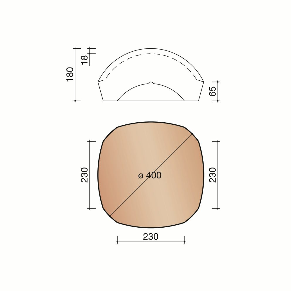 Technical drawing of the Hulpstukken vorstenhoed nr13 225mm