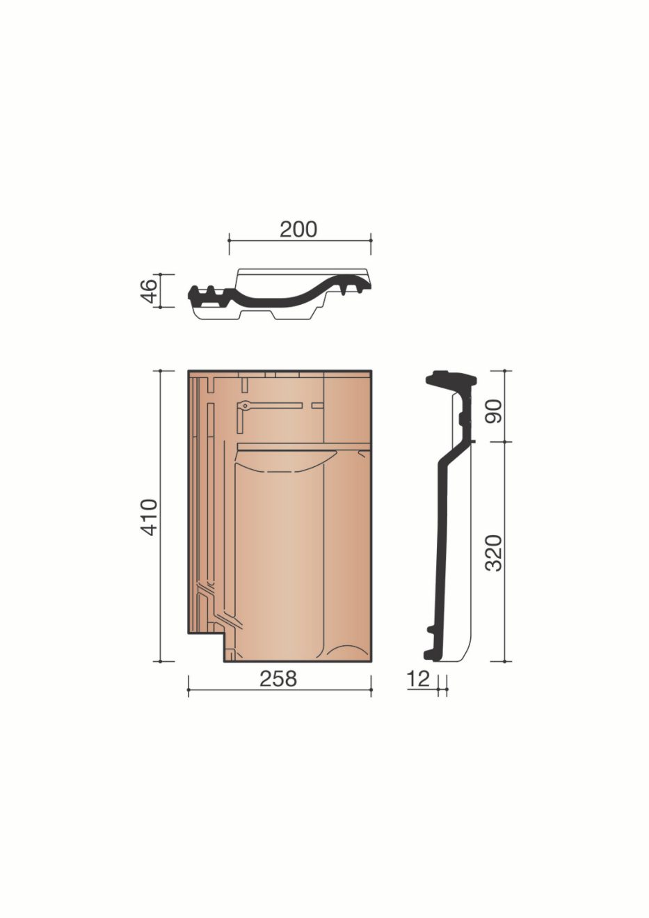 Accessoire terre cuite de tuile Panne. BPAN8100. 