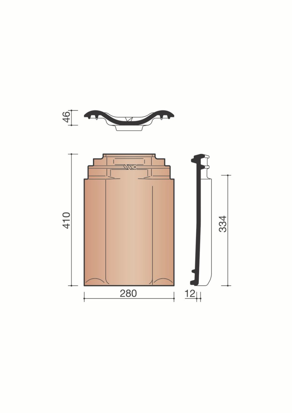 Accessoire terre cuite de tuile Panne. BPAN8050. 