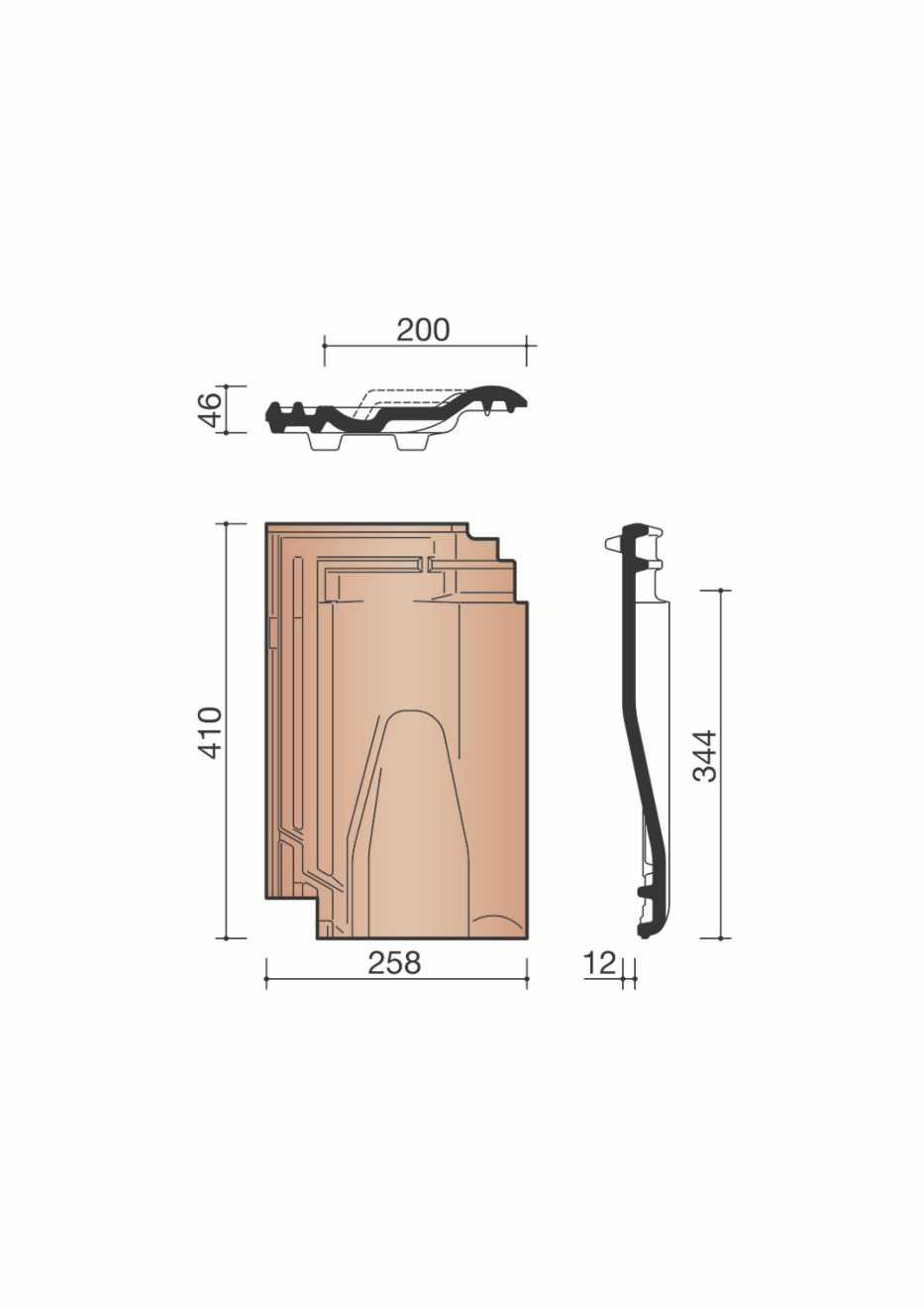 Accessoire terre cuite de tuile Panne. BPAN8640. 