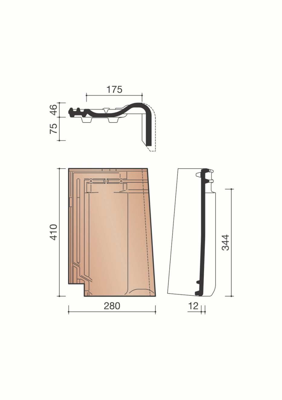 Accessoire terre cuite de tuile Panne. BPAN7090. 