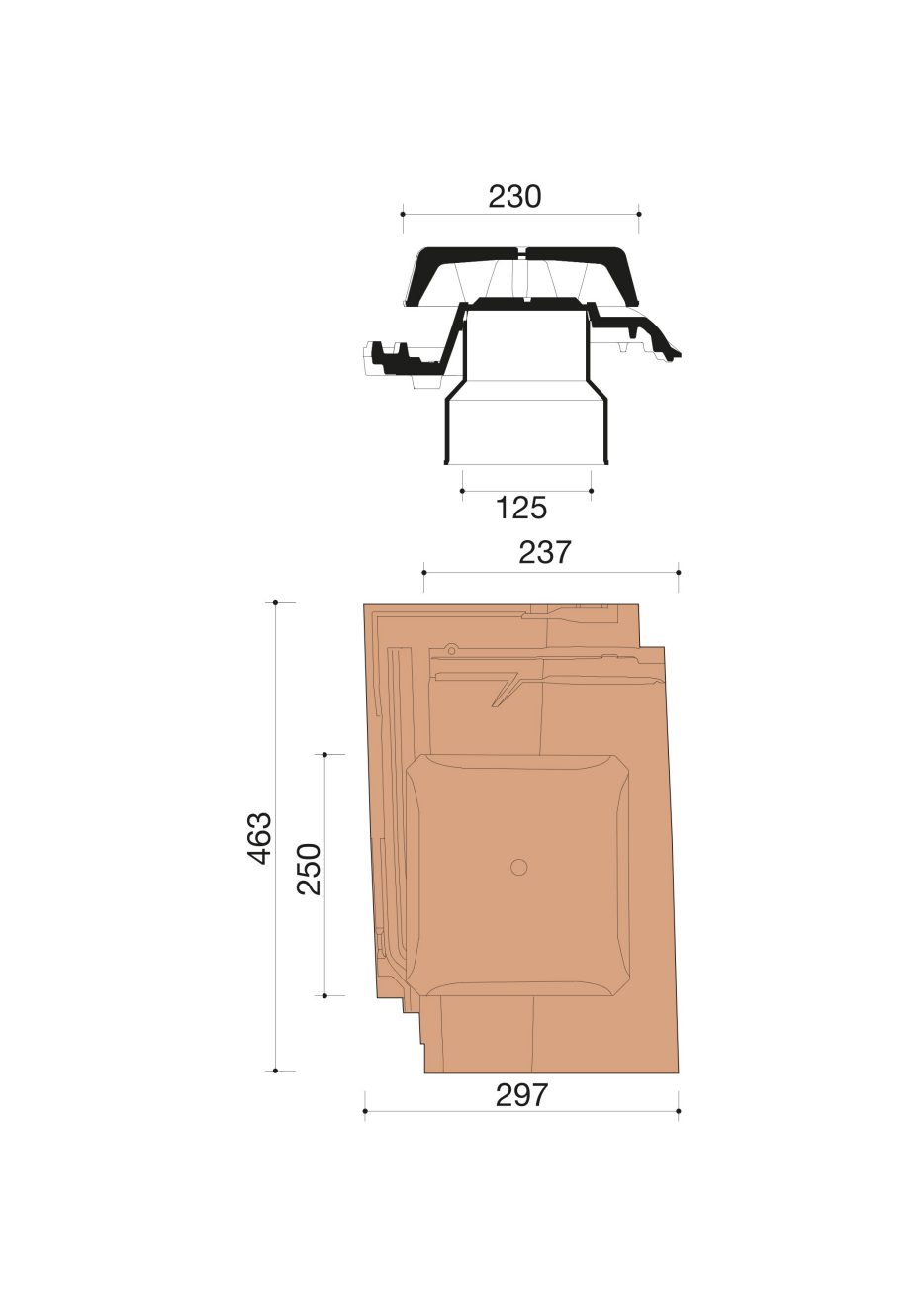 Accessoire terre cuite de tuile Romane 1.2. BR128728. 