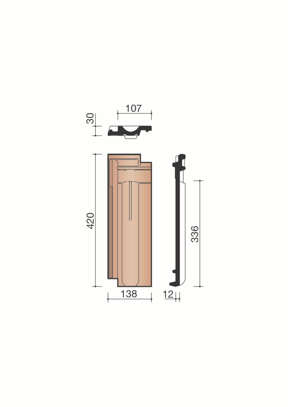 Accessoire terre cuite de tuile Standard. MSTD8010. 