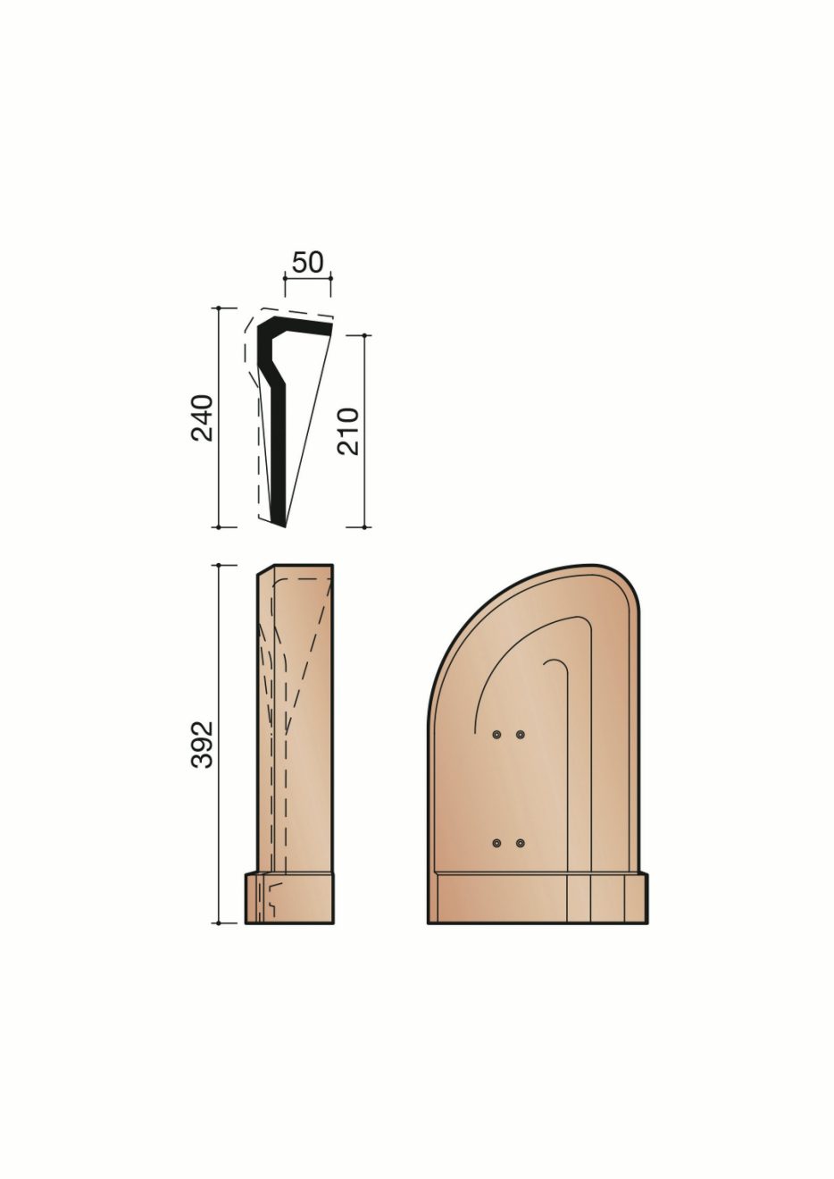 Accessoire terre cuite de tuile. M0007620. 