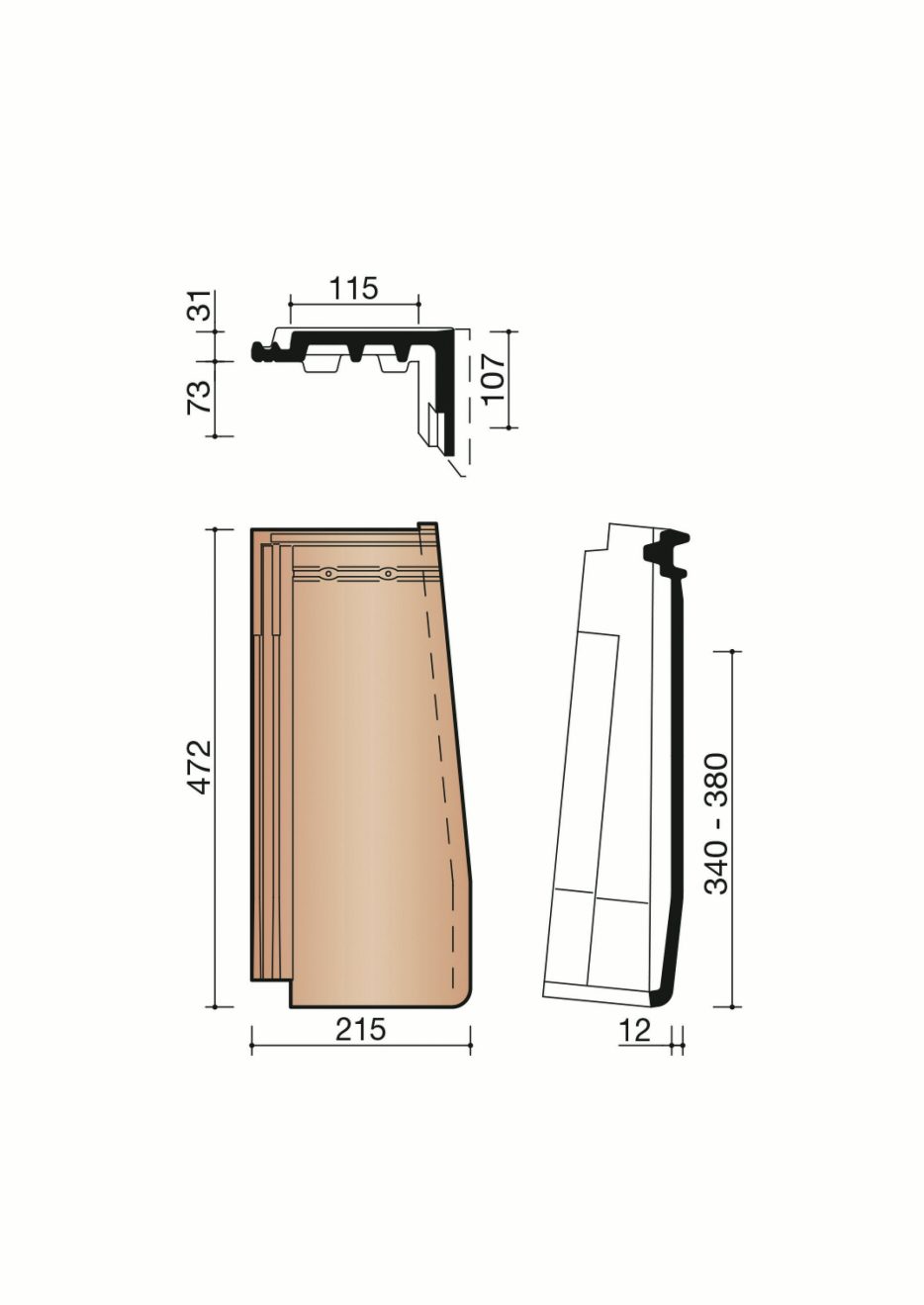 Accessoire terre cuite de tuile Actua. MACT8800. 