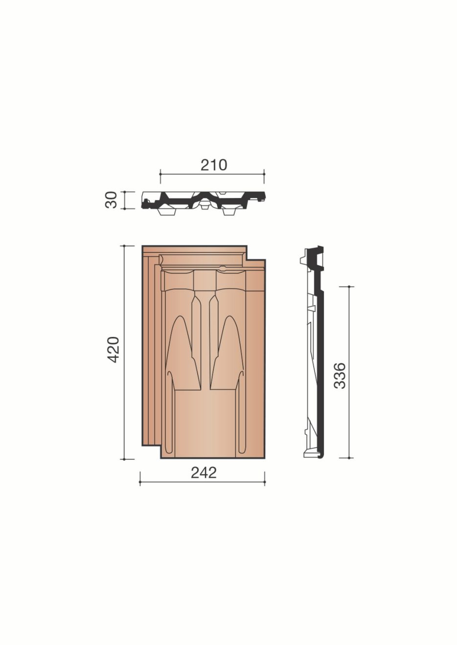 Accessoire terre cuite de tuile Standard. MSTD8640.  