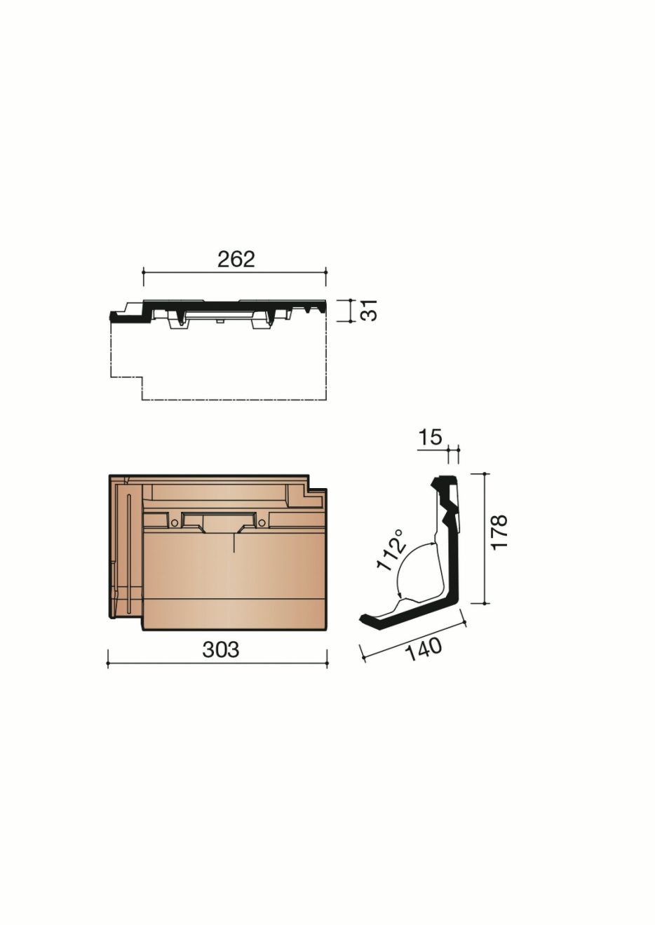 Accessoire terre cuite de tuile Actua. MACT8200. 