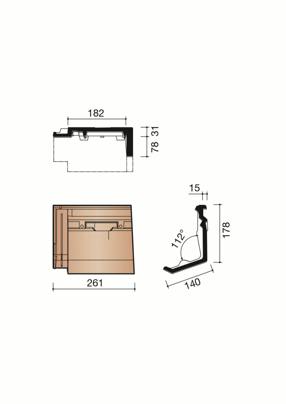 Accessoire terre cuite de tuile Actua. MACT7290. 