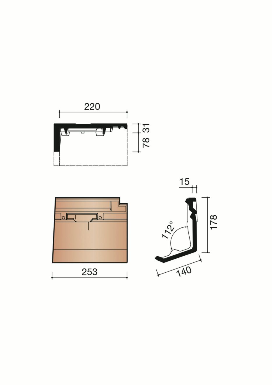 Accessoire terre cuite de tuile Actua. MACT7280. 