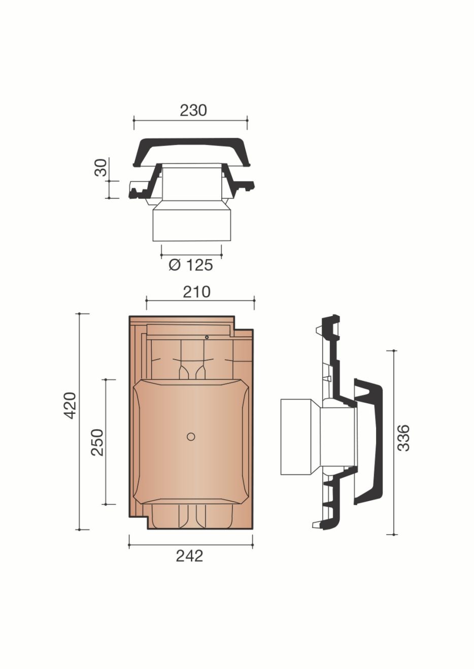 Accessoire terre cuite de tuile Standard. MSTD8728.