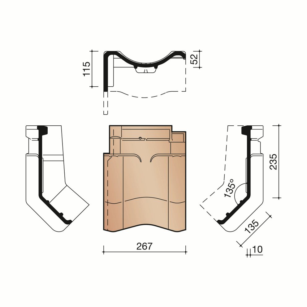 Technical drawing of the VHV linker gevelknikpan