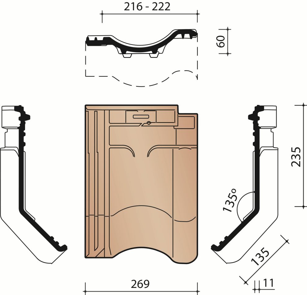 Technical drawing VHV Vario articulated rooftile