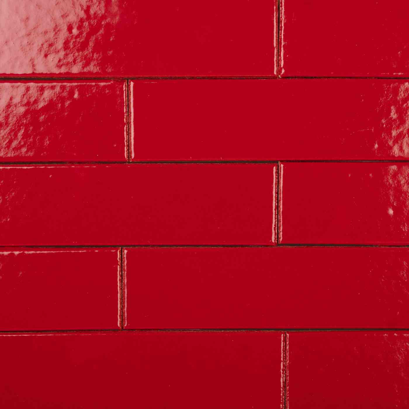 Plaquettes émaillées collées épiderme lisse rouge vif