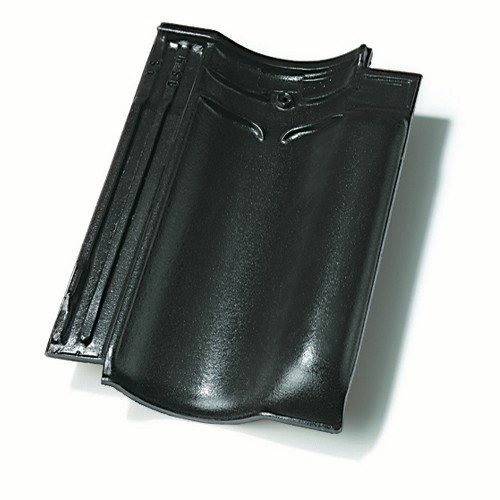 Single product shot of a Vlaamse Pan 401 Antraciet roof tile